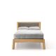 Lit 1 place en chêne massif super mat BREDA Punt, tête de lit tissu taupe