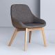 Fauteuil design chêne massif MORPH DINING Zeitraum, tissu gris medina 121 & cuir cacao