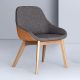 Fauteuil design chêne massif  MORPH DINING Zeitraum, tissu gris medina  121 & cuir whisky