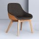 Fauteuil design chêne massif  MORPH DINING Zeitraum, tissu brun medina 171 &  cuir whisky