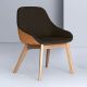 Fauteuil design chêne massif MORPH DINING Zeitraum, tissu marron medina 291 & cuir whisky