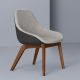 Fauteuil noyer MORPH DINING Zeitraum, tissu beige savanna 122 & cuir asphalte