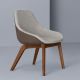 Fauteuil noyer MORPH DINING Zeitraum, tissu beige savanna 122 & cuir cacao