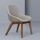 Fauteuil noyer MORPH DINING Zeitraum, tissu beige savanna 122 & cuir taupe