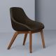 Fauteuil noyer MORPH DINING Zeitraum, tissu châtaigne savanna 672 & cuir marron