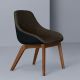 Fauteuil noyer MORPH DINING Zeitraum, tissu châtaigne savanna 672 & cuir noir