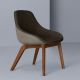 Fauteuil noyer MORPH DINING Zeitraum, tissu châtaigne savanna 672 & cuir taupe