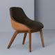 Fauteuil noyer MORPH DINING Zeitraum, tissu châtaigne savanna 672 & cuir whisky