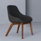 Fauteuil noyer MORPH DINING Zeitraum, tissu aubergine savanna 292 & cuir asphalte