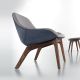 Chauffeuse noyer MORPH LOUNGE Zeitraum, assise tissu poivre et nubuck denim