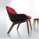 Chauffeuse noyer MORPH LOUNGE Zeitraum, assise tissu rouge et nubuck noir