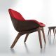 Chauffeuse noyer MORPH LOUNGE Zeitraum, assise tissu rouge et nubuck taupe