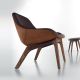 Chauffeuse noyer MORPH LOUNGE Zeitraum, assise tissu bois de rose et nubuck cognac