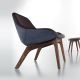 Chauffeuse noyer MORPH LOUNGE Zeitraum, assise tissu bois de rose et nubuck denim