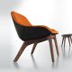 Chauffeuse noyer MORPH LOUNGE Zeitraum, assise tissu orange et nubuck noir