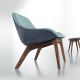 Chauffeuse noyer MORPH LOUNGE Zeitraum, assise tissu bleu aqua et nubuck denim