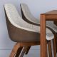 Fauteuils design en noyer massif MORPH DINING Zeitraum, Cuir Jepard marron & tissu Savanna beige