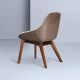 Fauteuil design en noyer massif MORPH DINING Zeitraum, Cuir Jepard marron & tissu Savanna beige