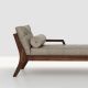 Méridienne noyer & cuir taupe MELLOW DAYBED Zeitraum avec accoudoir gauche