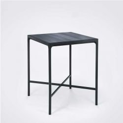 Table haute carrée FOUR Houe en aluminium coloris noir