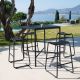 Tabourets de bar noirs RECLIPS & table bar carrée en aluminium FOUR Houe