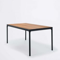 Table d'extérieur 160x90 en bambou & aluminium noir FOUR Houe