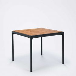 Table carrée en bambou & aluminium noir FOUR Houe