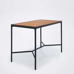 Table haute 160 x 90 en bambou & aluminium noir FOUR Houe 