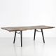 Table design rectangulaire 180 cm à rallonges ALLEY Woud, plateau chêne fumé, pieds chêne laqué noir