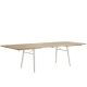 Table design rectangulaire 205 cm à rallonges ALLEY Woud, plateau chêne naturel, pieds chêne laqué blanc