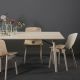 Table bois rectangulaire 205 cm ALLEY Woud, plateau chêne naturel, pieds chêne naturel