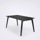 Table design 168 x 95 pieds frêne teinté noir & plateau linoléum GATE Houe