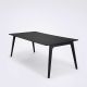 Table design 208 x 95 pieds frêne teinté noir & plateau linoléum GATE Houe