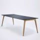 Table design 242 x 95 pieds chêne massif & plateau linoléum GATE Houe