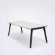 Table design 208 x 95 pieds frêne teinté noir & plateau mélaminé blanc GATE Houe
