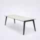 Table design 242 x 95 pieds frêne teinté noir & plateau mélaminé blanc GATE Houe