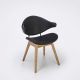 Fauteuil design chêne massif & cuir noir ACURA Houe