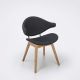 Fauteuil design chêne massif & cuir noir ACURA Houe