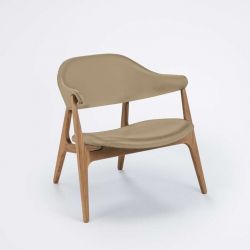 Fauteuil salon bois massif & cuir SPÄN Houe