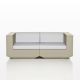 Canapé de jardin modulable 2 places VELA Vondom, coloris écru, coussins blancs