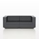 Canapé de jardin modulable 2 places VELA Vondom, coloris anthracite, coussins coordonnés