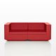 Canapé de jardin modulable 2 places VELA Vondom, coloris rouge, coussins coordonnés