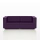 Canapé de jardin modulable 2 places VELA Vondom, coloris violet, coussins coordonnés