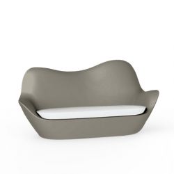 Canapé extérieur 2 places taupe SABINAS Vondom, coussin d'assise blanc