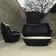 Canapé de jardin, fauteuil et table basse noirs SABINAS Vondom