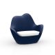 Fauteuil de jardin bleu marine SABINAS Vondom, coussin d'assise blanc