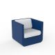 Fauteuil de jardin bleu marine ULM Vondom, coussins blancs