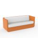 Canapé design 3 places orange ULM Vondom, coussins blancs