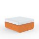 Pouf carré orange ULM Vondom, coussin d'assise rembourré blanc