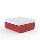 Pouf carré rouge ULM Vondom, coussin d'assise rembourré blanc